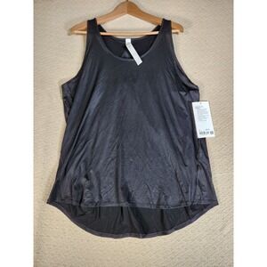 Lululemon Essential Tank Pleated Top Women Size 14 Black Athletic Gym